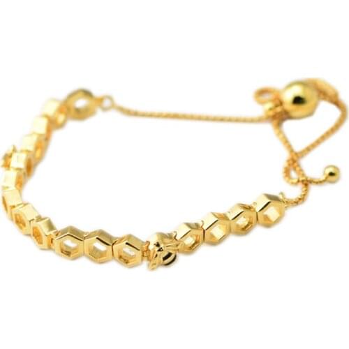 CKK 925 Sterling Silver Gold-Plated Limited Edition Honeybee Bracelet For Women Original Jewelry Making