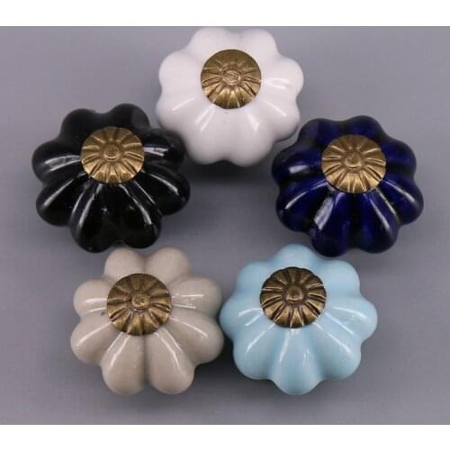 1x ceramic pumpkin knobs lovely children room Dresser handles porcelain jewellery box drawer cabinet small knobs 25x24mm