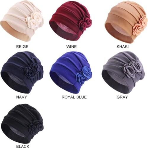 1Pc Flower Chemo Hat Turban Hair Caps Women Floral Headwear Beanies Hair Loss Cap Ladies Bandana Muslim Head Cover Night caps