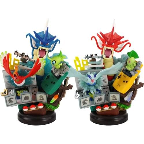 23cm Anime Gyarados Chikorita Lugia PVC Figure Toys Cartoon Animals GK Statue Collectible Model Dolls