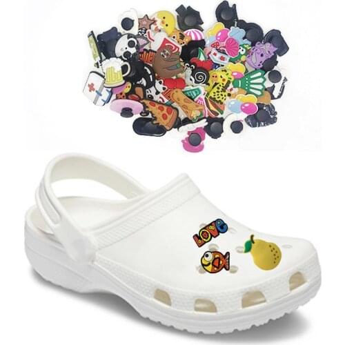 500PCS Random PVC Shoe Charms Shoes Accessories Decoration fit for Cro cs & Wrisbands Christmas Gift Free Shipping