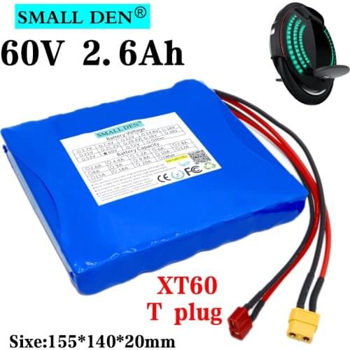 60V 2.6Ah 18650 li-ion battery pack 16S1P 2600mAh 156WH for Electric unicycle electric scooters balance car Rechargeable battery