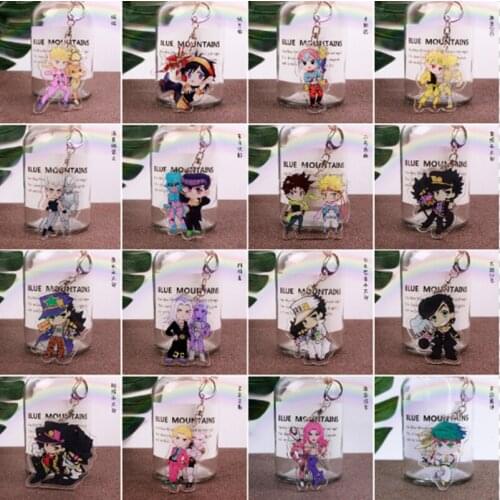 Anime Key Chains JoJo Bizarre Adventure Bruno Bucciarati Kira Creative Two-sided Keychain Cosplay Acrylic Pendant Keyring