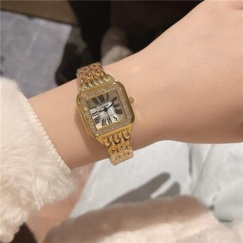Woman Watches 2021 Famous Brand Fashion Diamond Quartz Watches Women Gold Female Wrist Watch Square Reloj Mujer A163