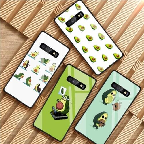 Cartoon fruit avocado Tempered Glass Phone Case For Samsung Galaxy S8 S9 S10 S20 PLUS J8 J6 J4 2018 NOTE 8 9 10