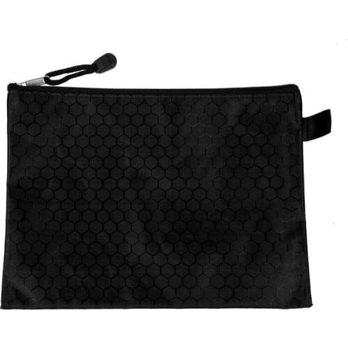 Black Nylon Sexangle Printed A5 Paper Document Files Organizer Bag
