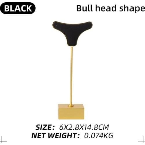 Black Microfiber Metal Bull Head Shaped Earring Jewelry Display Stand For Femal Necklace Showcase Jewellery Holder 8 Colors