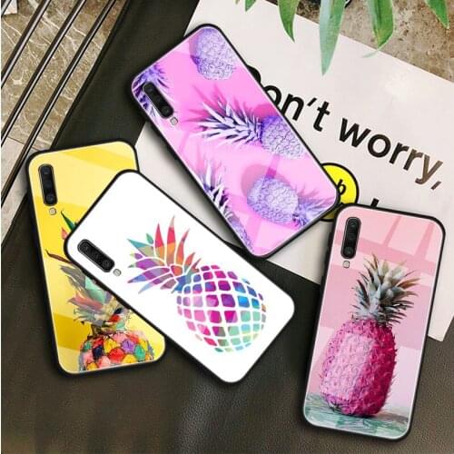 Colorful pineapple Tempered Glass Case For Samsung Galaxy A10S A10E A20S A20E A30S A40 A50S A60 A70 A80 A90 A6 A7 A8 Shell