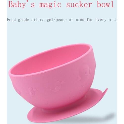 Childrens Cartoon Silicone Suction Bowl with Stainless Steel Spoon Set Safe Drop And Fall Free of BPA