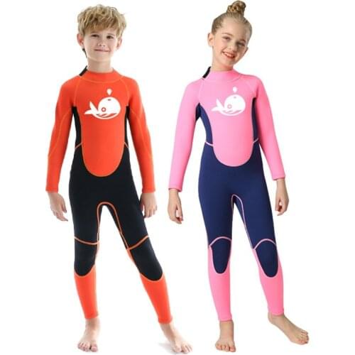 Childrens Wetsuits Neoprene 2.5mm Youth Swimming Suit Full Body Back Zip for Kids Keep Warm for Girls and Boys for Surfing