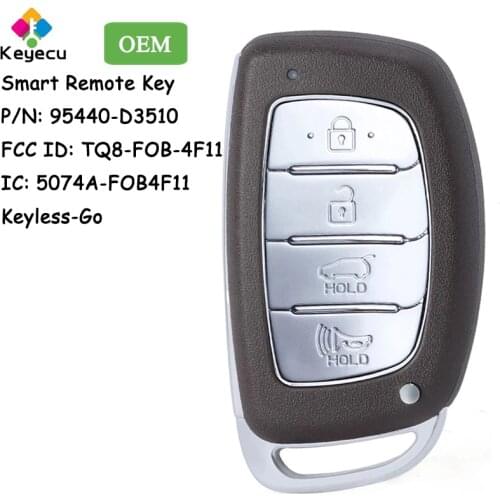 KEYECU OEM Smart Keyless Go Remote Control Car Key With 4 Buttons 434MHz - FOB for Hyundai Tucson 2018 2019 2020 P/N 95440-D3510