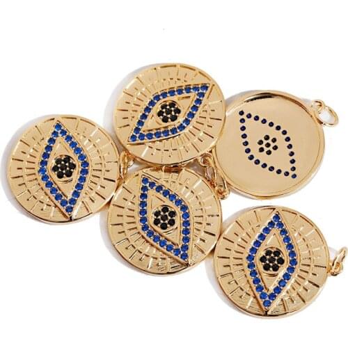 Classic Lucky Eye Fatima Hamsa Evil Eye Pendant For Making Bracelet Necklace Trendy Gold Color Beads Girls Fashion Jewelry