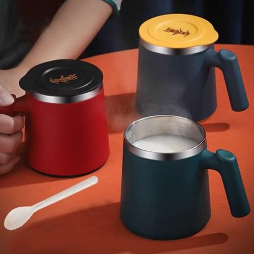 New 420ml Coffee Mug Vacuum Cup Thermos Stainless Steel Insulated Water Cups Tumbler With Handle Lid and Mixing Spoon Office b