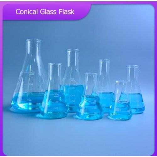 1 PC Conical Glass Flask High Borosilicate Glass Erlenmeyer flask triangular Bottle Lab or Kitchen tools 50 ML To1000ML