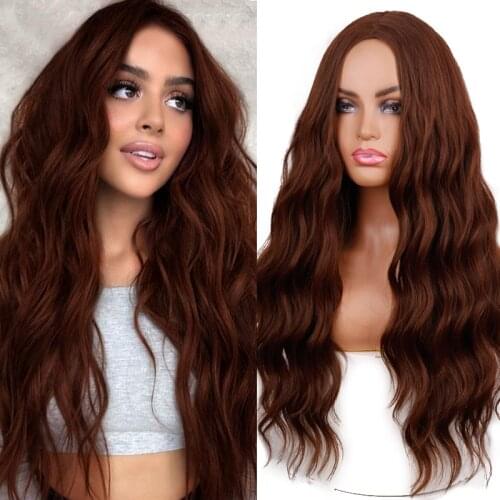 LINGHANG Long Brown Ombre Wigs Synthetic Wigs for Black Women Natural Hair Wavy Wigs Heat Resistant Daily Wig for Brazilian Afro