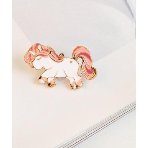 My Little Ponies Metal Enamel Brooch Cute Pink Unicorn Badge Pin Collar Backpack Trendy Jewelry Accessories Gift For Children