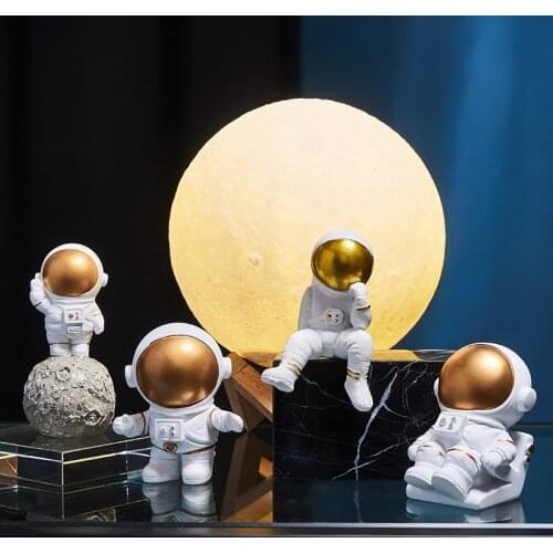 Miniature Space Man Creative Astronaut Sculpture Figurine Store Craft Desk Home Decoration Accessories Kid Birthday Gift Cartoon