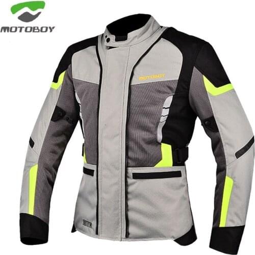 MOTOBOY Four season Motorcycle Jacket Warm Motorbike Riding Rallycross Reflective Windproof Waterproof Jackets With 5pcs Pads