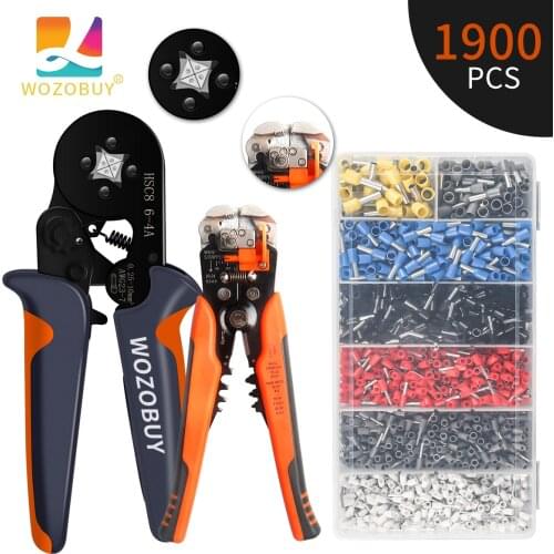 Electrician Crimping Tool Kit - Multifunctional Wire Stripper Set HSC8 6-6/6-4 Pliers For Tube Terminal 1900pcs/box wire pliers