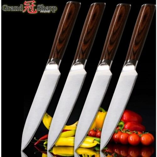 Kitchen Knife Set 4 Pcs Steak Knife Sets Utility Knives GERMAN DIN1.4116 Molybdenum Steel Kitchen Knives BBQ Tools Gift Box NEW