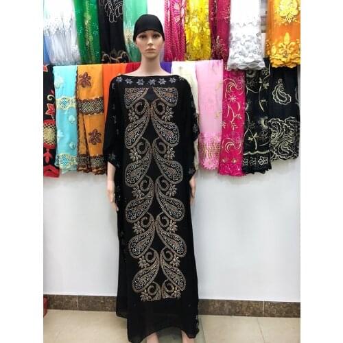 New African Women Dresses Colorful Rhinestons long Dashiki Black Dress with Scarf For Lady African clothes 123