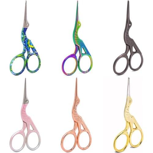 9.4cm 1Pc Durable Stainless Steel Vintage Classic Embroidery Scissors Nail Art Stork Crane Bird Scissors Cutters Sewing Tool