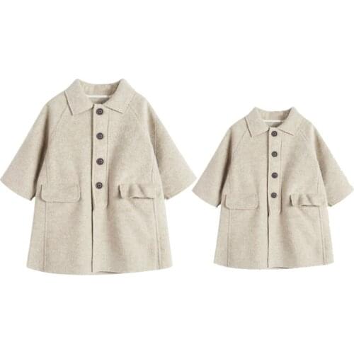 Mom And Daughter Family Clothes 2021 New Arrival Autumn Winter Children Clothes 3 - 8 Yrs Baby Girls Basic Simple Coats Outwears