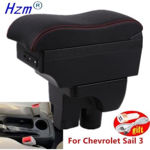 For Chevrolet Sail 3 armrest box For Chevrolet Sail 3 central Store content box with decoration products USB interfac