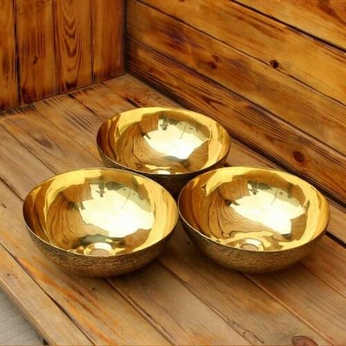 Groupbuy Presale Artistic Cast Brass Golden Countertop Small Bathroom Sink High-End Customized Villa Hotel Equipment Wash Basin