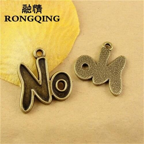 RONGQING 50pcs/lot 20*24MM Plate -NO Charms France Letter Square Bronze Letter Charms Pendant Accessories alphaber metal