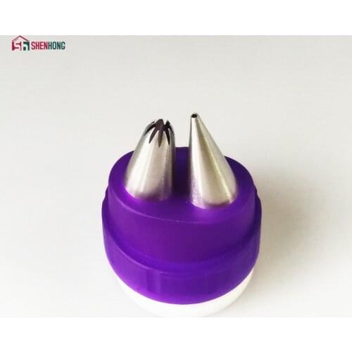 SHENHONG Double Tips Coupler Set Cream Icing Piping Tips Nozzle Pastry Stainless Steel Russian Set Cakes Decorating Baking tools