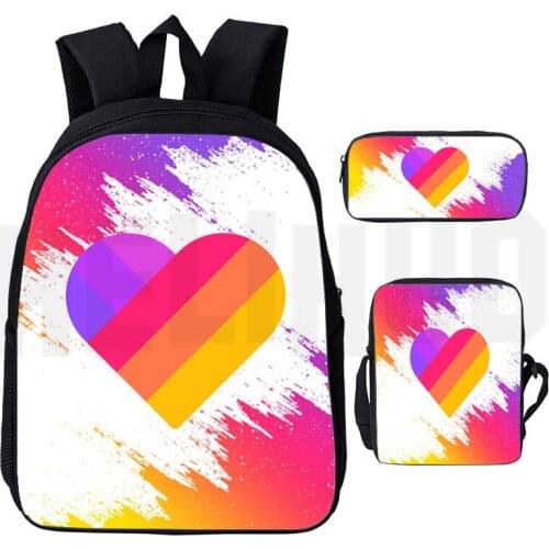 Russia Type 3D Print Likee Bag 3pcs/set "LIKEE 1 (Like Video)" Zipper Backpack Pencil Case Bagpack Bookbag School Bags Hot sale