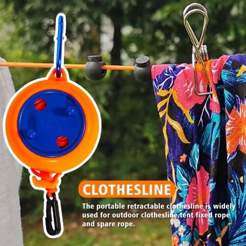Retractable Clothesline Drying Rack Single Rope Windproof Hanging Laundry Indoor Outdoor Hotel Camping Household Space Saving