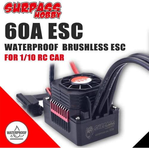 SURPASS HOBBY Waterproof 60A ESC Brushless Electric Speed Controller for for 1/10 RC Car 3660 Motor Truck Control Car Toys
