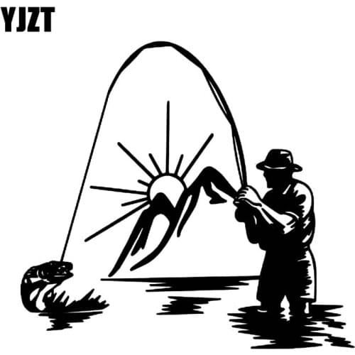 YJZT 17cm*15.6cm FISHING Fashion Vinyl High-quality Decor Decals Car Sticker Black Silver Car-styling C11-0194