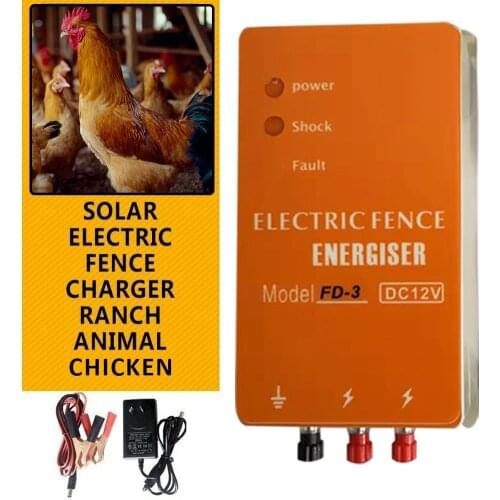 3km Electric Fence Energizer Charger FD-3 High Voltage Pulse Controller Animal Poultry Farm Electric Fencing Chicken Dog Fence