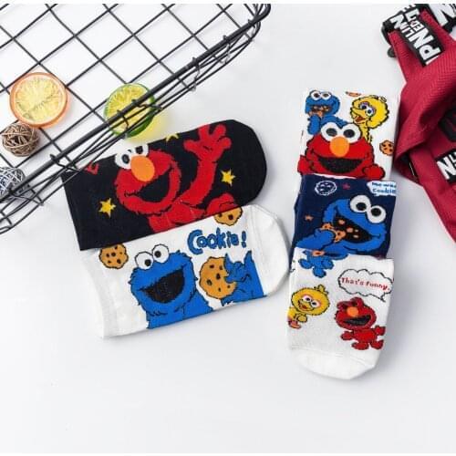 Ladies Socks For Girls Socks Cotton Ankle Socks Women Summer Sesame Street Cartoon Cosplay Socks Elmo Cookie Monster Socks