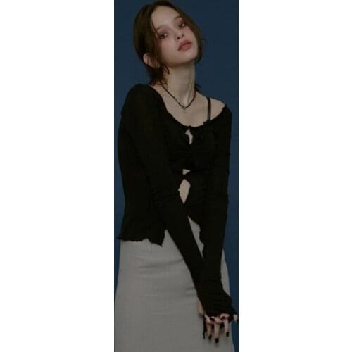 Women Sexy Little Trumpet Sleeve Sleeve Top Strapless Hollow Hollow Crop Shirt Ladies Solid Color Spring Fashion Slim T-Shirt