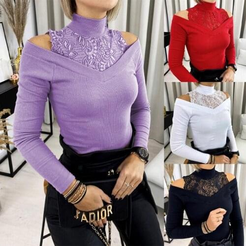 Women Casual O Neck Solid Blouse Shirt Sexy Ladies Hollow Out Lace Pullover Tops Spring Autumn Long Sleeve Elegant Shirt Blusas