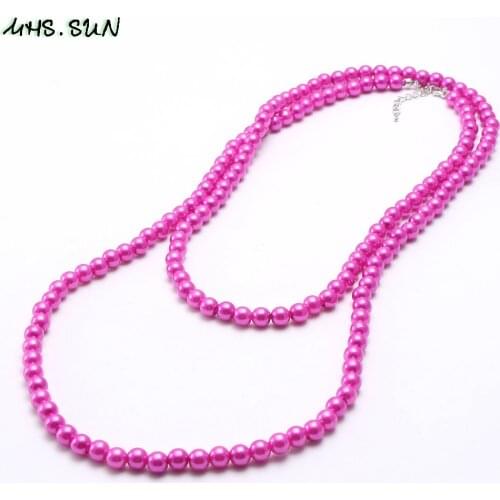 MHS.SUN Girls Fashion Pearl Long Necklace Colorful Kids Child Chunky Beads Necklace Handmade Baby Toddler Chunky Jewelry Gift