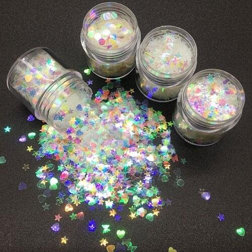1 Box Holographic Nail Glitter Mix Star Heart Butterfly Dot Flakes Mermaid Mirror Irregular Paillette Sequins 3D Nail Art Decor