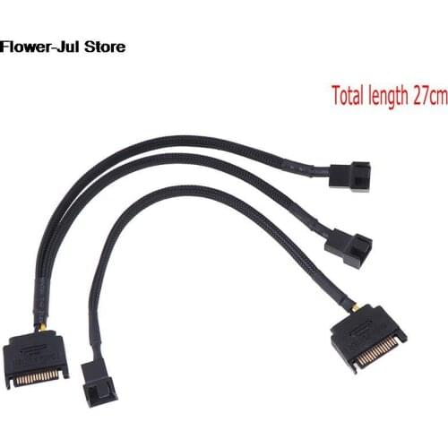 1Pc Sleeved SATA 15Pin to 3Pin 4Pin Cooling Fan Power Adapter Extension Cable Wire Cord Computer Cables Accessory High Quality
