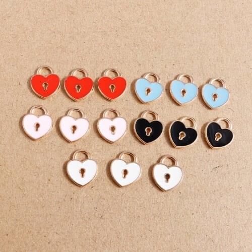 10pcs 11*13mm 5 Colors Enamel Love Heart Charms Connectors for Making DIY Handmade Bracelet Necklaces Jewelry Findings Accessory