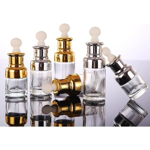 10pcs/lot Transparent Dropper Vials 20ml 30ml 50ml Empty Clear Glass Essential Oil Bottle with Dropper Cosmetic Sample Container