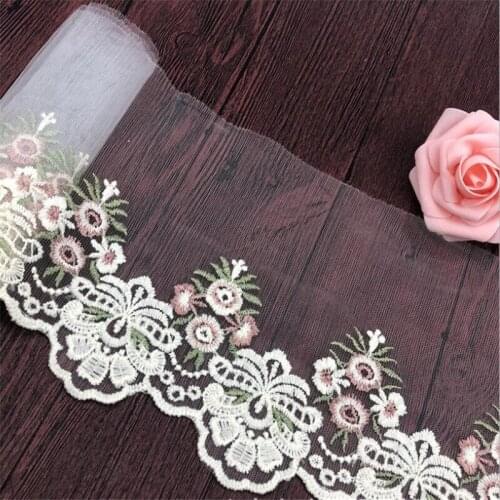 18cm width flowers embroidered Lace Trimming Tassel Fringe Latin stage dance skirts dress garments doll Accessories GH120