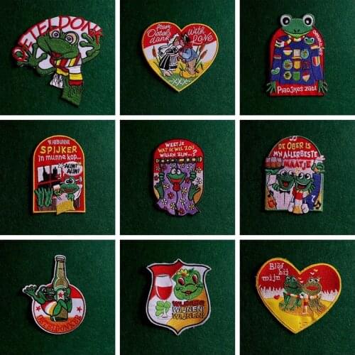 2pcs Frog/Dutch Carnival Patch Embroidered Patches For Clothing Badge Iron On Patches For Clothes Stickers On Clothes Applique