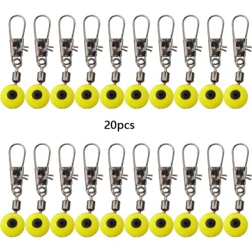 20pcs Fishing Connector Fishing Swivel Connector Sea Fishing Snap Buckle Rotating Space Bean Connector