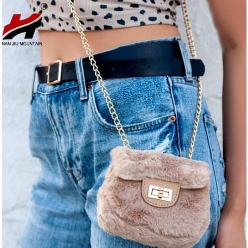 2020 Autumn And Winter Plush Messenger Bag Mini Shoulder Bag Women Small Square Bag 8 Colors Rabbit Fur