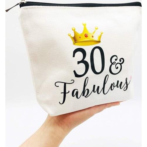 30 and Fabulous Makeup Cosmetic bag Dirty Thirty sash Women 30th 30 years old Birthday Party Anniversary Gift Decoration favor