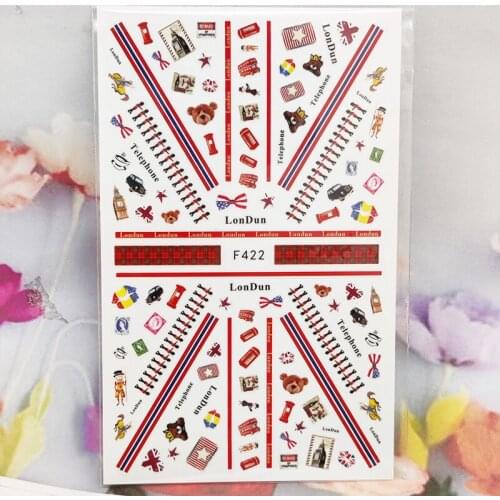 3D Stickers for Nails Stripe Line Bag Bear Nail Foil Sliders Fashion Manicure Sticker Cute Cartoons Nail Art Decoration